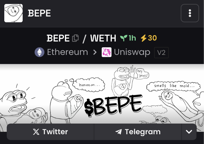 bepeonerc20's tweet photo. $BEPE carries the $PEPE legacy forward.

0x3E3acf750Aa9154424c8E6839698D32132b599Ad https://t.co/lY4YYK8Uvg