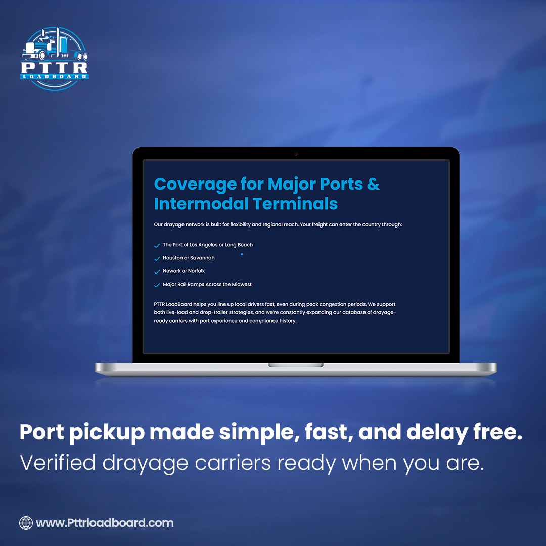 PTTRLoadboard's tweet photo. PTTR Drayage Services connect you with port qualified carriers who know the rules, schedules, and entire container process. Whether it is port to warehouse or rail terminal delivery, we help you avoid costly delays and keep your containers moving on time. https://t.co/WManfo8QGX