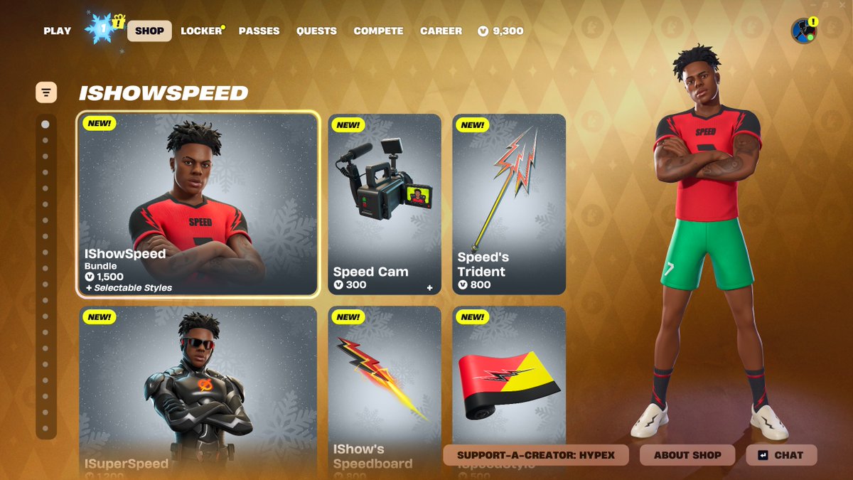 HYPEX's tweet image. ISHOWSPEED's IS OUT (3,000 VB BUNDLE)

AVAILABLE HERE: fortnite.com/item-shop?crea…
Use code "HYPEX" if you'd like to support me ❤️ #EpicPartner
