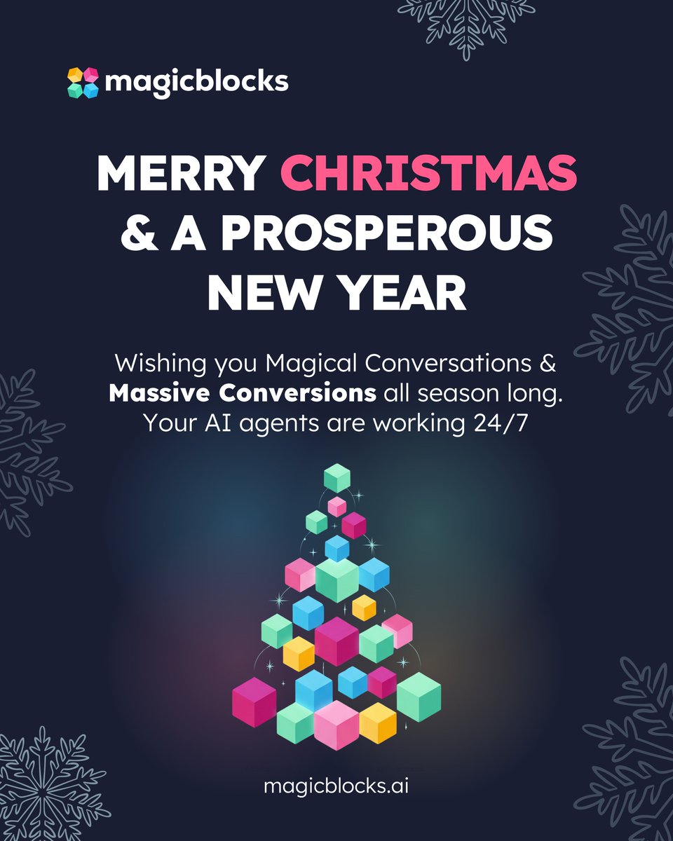 MagicBlocksAI's tweet photo. Merry Christmas &amp; Happy New Year 2026 🎄✨

#MagicBlocks #AISalesAgent #ConversationalAI https://t.co/cBdD8o6YQ2