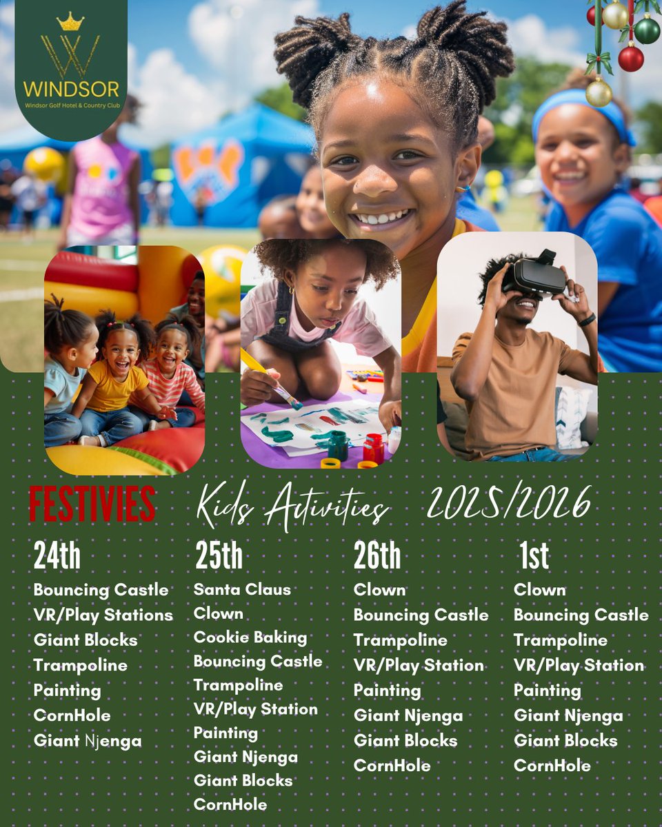 Still don't know where to take the kids this festive season? Windsor has you covered. ✨
From VR adventures and Santa visits to curated lunch and dinner packages, we’ve handled the details so you can enjoy the magic. 🍽️🎄

#FamilyDining #KidsActivities #WGHCC #WindsorMoments