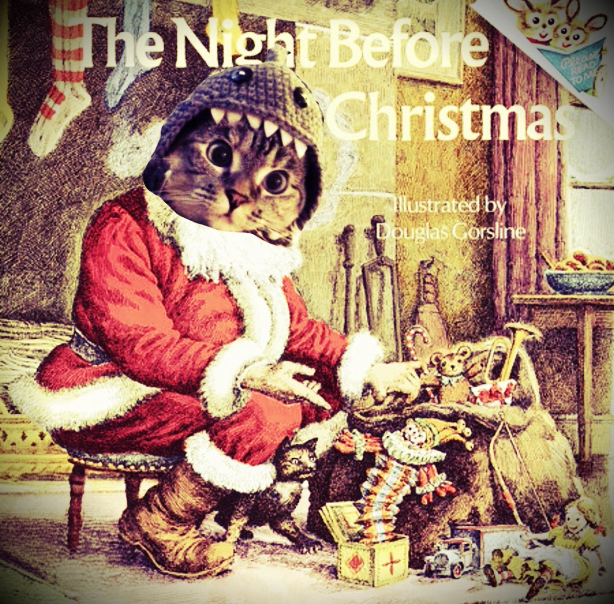 SharkCatSolana's tweet image. It twas the night before Christmas and all through the house not a creature was stirring not even a mouse....wait the Shark is always lurking 🦈😺