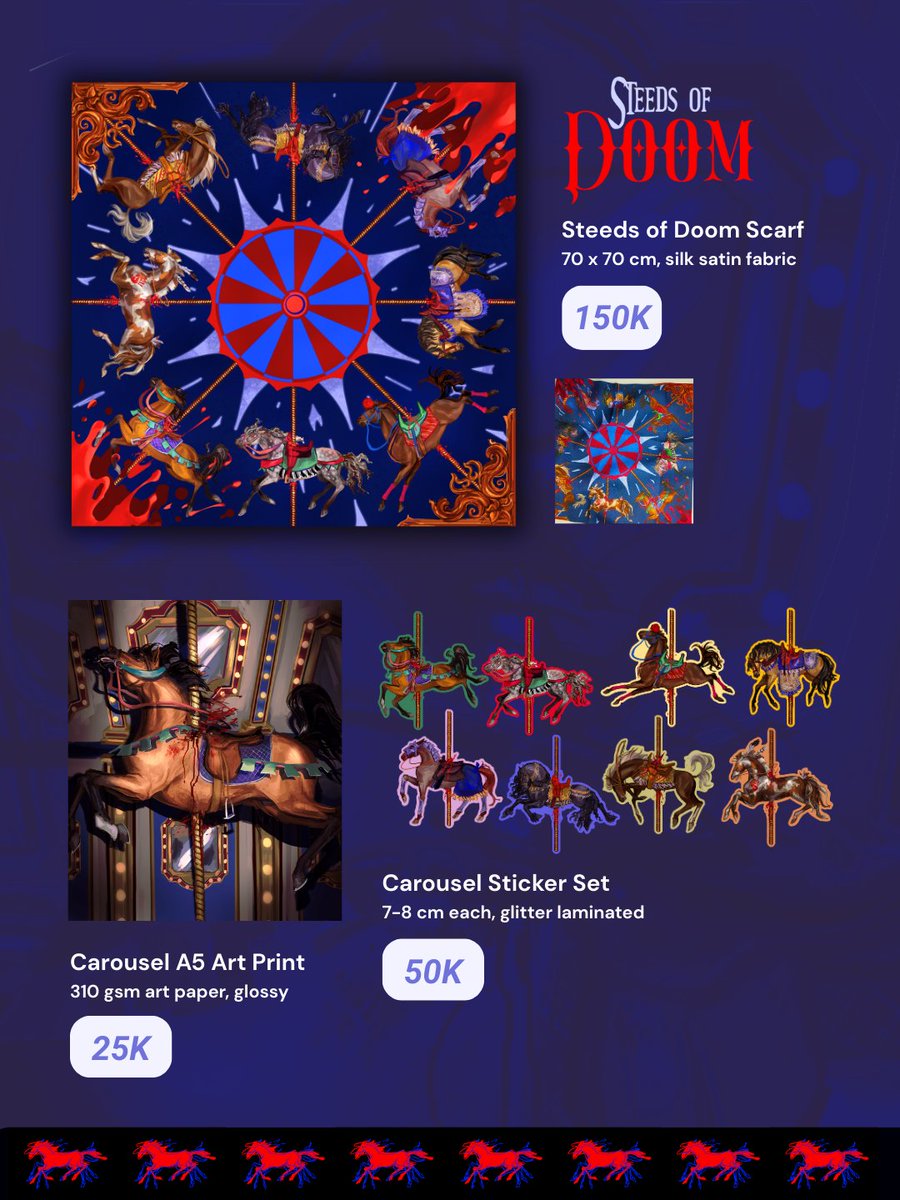 beyebekol's tweet image. 🎠Rts are appreciated!🫀🐎

Launching my very first proper merch line🦅summoning every horse &amp;amp; horror (whatevr this combo man..) enthusiasts!! I added some new stickers as well ;3 boleh kk scarfnya...

Order here! forms.gle/ecRvhRTn9UnsCw…

📆Order period: 25 Dec 2025 - 5 Jan 2026