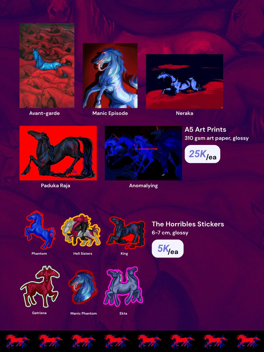 beyebekol's tweet image. 🎠Rts are appreciated!🫀🐎

Launching my very first proper merch line🦅summoning every horse &amp;amp; horror (whatevr this combo man..) enthusiasts!! I added some new stickers as well ;3 boleh kk scarfnya...

Order here! forms.gle/ecRvhRTn9UnsCw…

📆Order period: 25 Dec 2025 - 5 Jan 2026