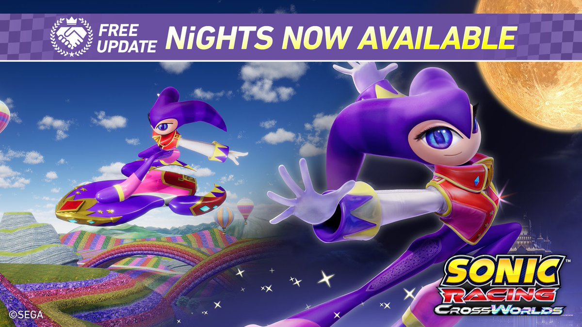 sonicstadium's tweet image. BREAKING: NiGHTS is now available in #SonicRacingCrossWorlds! #SonicNews