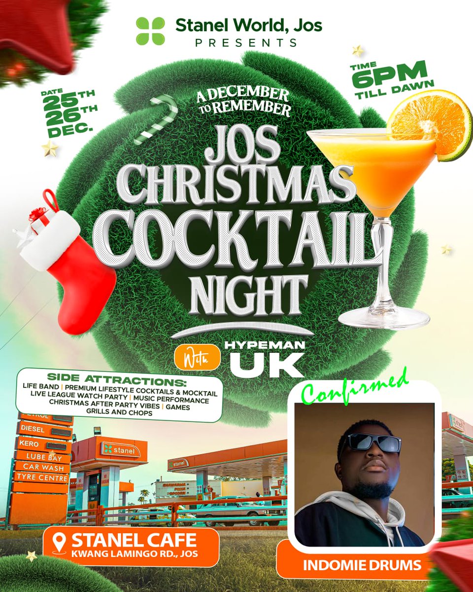 CONFIRMED ✅✅🧡
#JosNightlife #CocktailNight #StanelWorld #ChristmasVibes