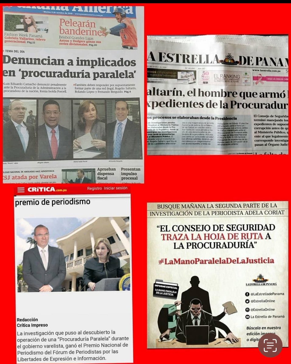 La procuraduría Paralela fue creada por  Varela, Kenia, Picuiro y el abogado de Varela . Pagado por la presidencia de ese entonces. Para perseguir y meter preso a los de Martinelli