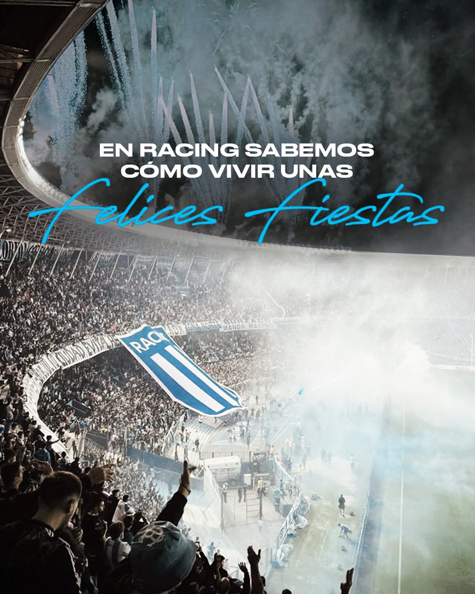 En el preciso momento en el que se cumplen las 12, todos juntos volvemos a mirarnos a los ojos para brindar, compartir los mismos deseos y decir las mismas palabras de siempre:

¡Feliz Navidad y aguante Racing, carajo! 🩵🎄
