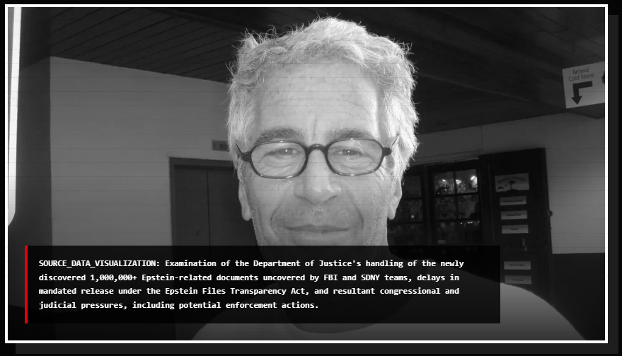 Epsterminal's tweet photo. ⚖️ NEW HEARING INITIATED

Case #012 - EPSTEIN FILES TRANSPARENCY COMPLIANCE

Newly discovered documents, missed federal deadlines, mounting congressional pressure.

The Court convenes to examine DOJ delays, redactions, and undisclosed materials tied to the Epstein investigation.

Find out more at https://t.co/uVd0x44c1t

📂 Truth does not expire. Silence is not compliance.
