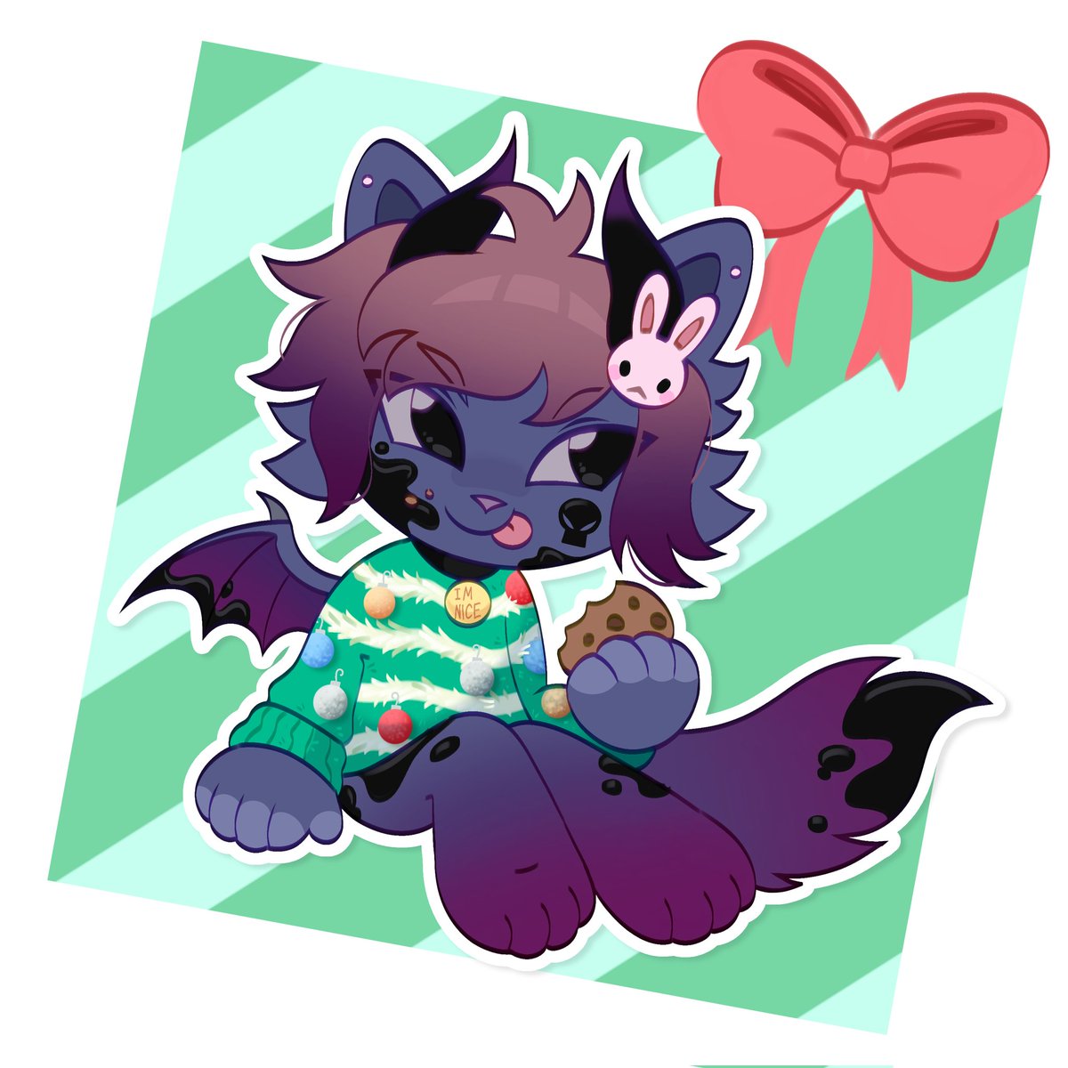 Merry chirstmas eve to the object community I didn’t really get a chance to draw loki in any chirstmas setting sadly but I did get a secret Santa art peice I wanna share by mustiskunk on instragram! Their art style is so cute go check them out! #OSC #objectshowcommunity #bfb