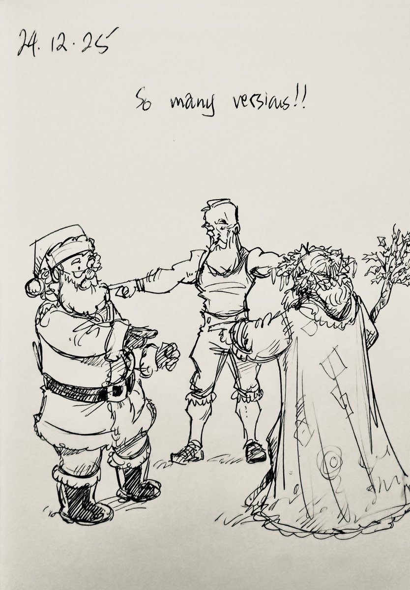 GaryScribbler's tweet photo. I do love the complex history of our favourite seasonal figure. #doodleaday #hotsanta #christmastraditions https://t.co/lH4xqqSjle