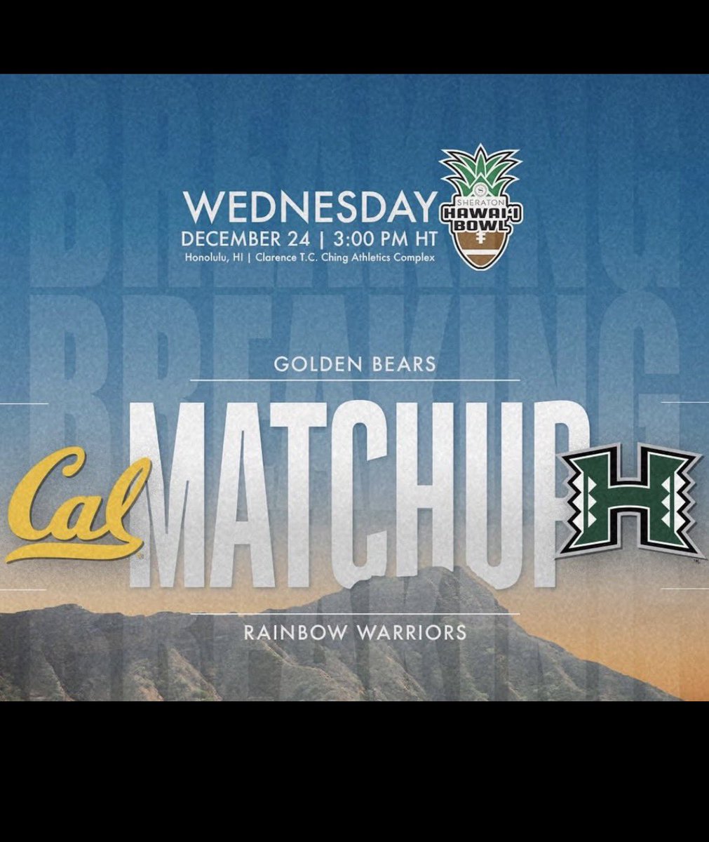 TwiggPicks's tweet photo. 🏈College Football 12/24

California -108 1U

Feels like we have to bet this game. Hawaii strong at home but missing their top WR. 

#NCAAF #Collegefootball #CFBbets #BettingX #GamblingX #HawaiiBowl https://t.co/ymm7B71Y6d