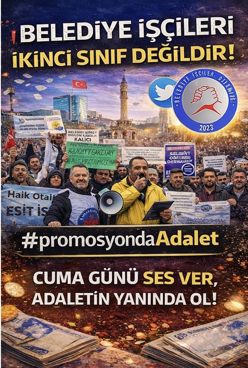 isci_dernegi's tweet photo. Cuma saat 20:00
Hani Belediye şirket işçileri KADRO lu idi 
Madem kadrolu bu ayrım neden 
Adalet Mülkün Temelidir
@AnkaraBBSK 
@izmirbld 
@istanbulbld 
Ve diğer tüm Beledşye şirket işçileri cuma gün ses ver 
Adaletin yanında ol 
#bddk ayrıma göz yumma https://t.co/722gtCeHDk