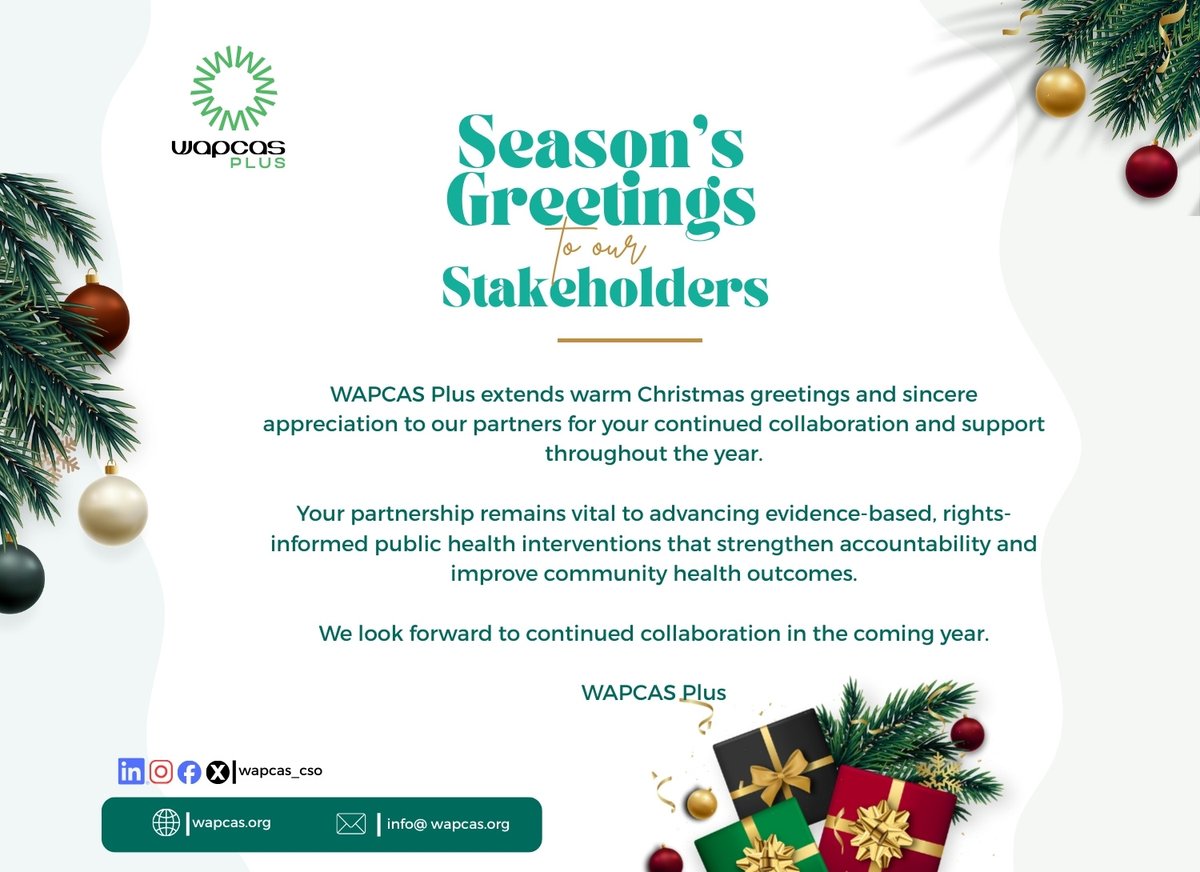 wapcas_cso's tweet photo. We are grateful for your collaboration in strengthening HIV prevention, testing, and community outreach. Wishing you good health and continued impact in the year ahead. https://t.co/MX3kxYDFK5