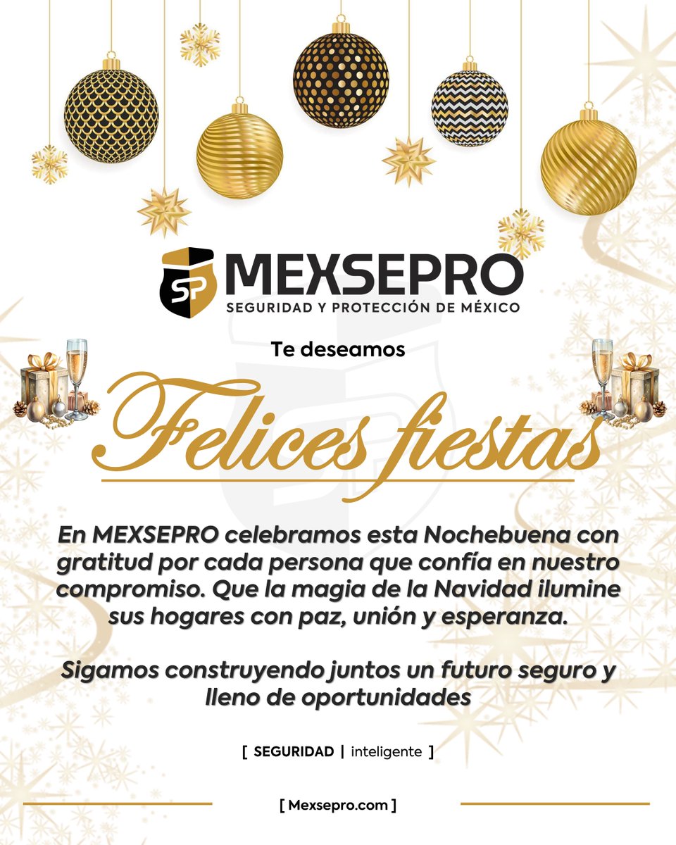 🎄Mexsepro les deseamos una Nochebuena llena de paz y una Navidad rodeada de unión, gratitud y esperanza.
Gracias por confiar en nosotros.

Mexsepro [ SEGURIDAD | inteligente ]
mexsepro.com