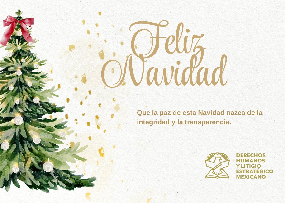 El equipo de Derechos Humanos y Litigio Estratégico Mexicano (DLM) les desea una Navidad llena de paz y armonía. 
Seguimos trabajando por el México que merecemos. 🕊️