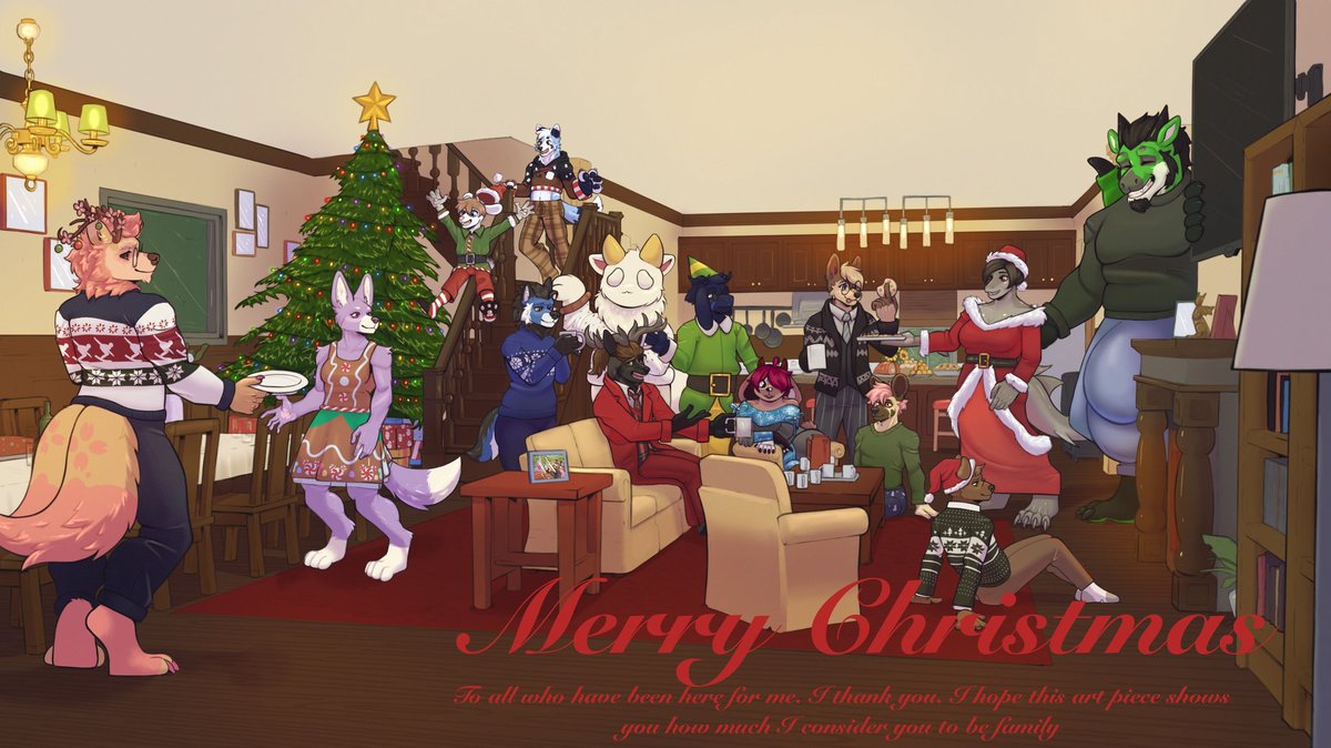 Toajack1's tweet image. Another beautiful art commission by my good friend @Mandofruit thank you so much for doing the christmas photo of me and my chosen family.
