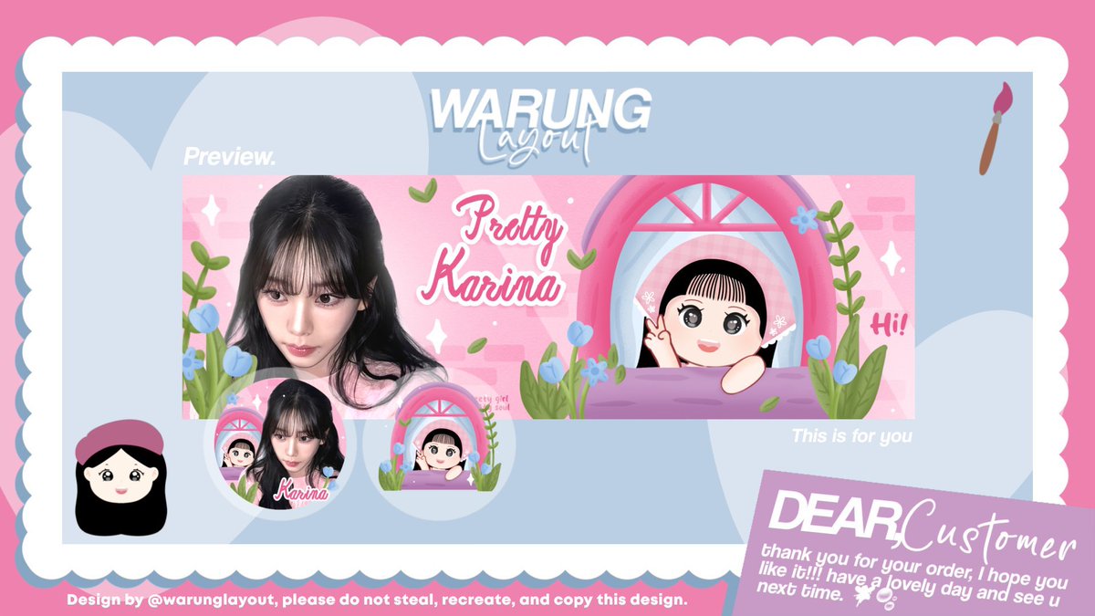 warunglayout's tweet image. — help RT thankyou 🎀

hi guys aku ada layout ready stock karina terbaru, bisa langsung kalian order sekarang juga 💖

price cek Alt
free retext
avail resize wabis + bundle

dm for order...💌
#zonauang #zonajajan
