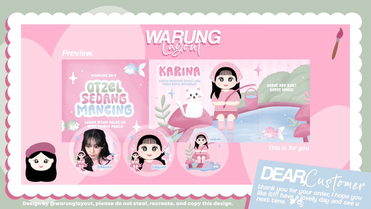 warunglayout's tweet image. — help RT thankyou 🎀

hi guys aku ada layout ready stock karina terbaru, bisa langsung kalian order sekarang juga 💖

price cek Alt
free retext
avail resize wabis + bundle

dm for order...💌
#zonauang #zonajajan