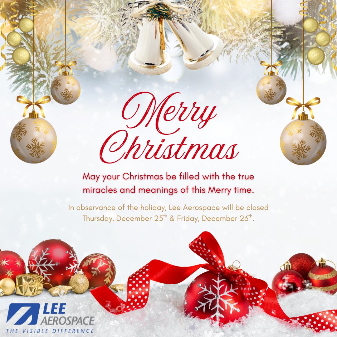 🎄 Merry Christmas from Lee Aerospace! 🎄

From our team in Wichita and across all service locations, we wish you a Merry Christmas and a peaceful, safe holiday season. May your skies be clear, your planes be ready, and your journeys full of joy.