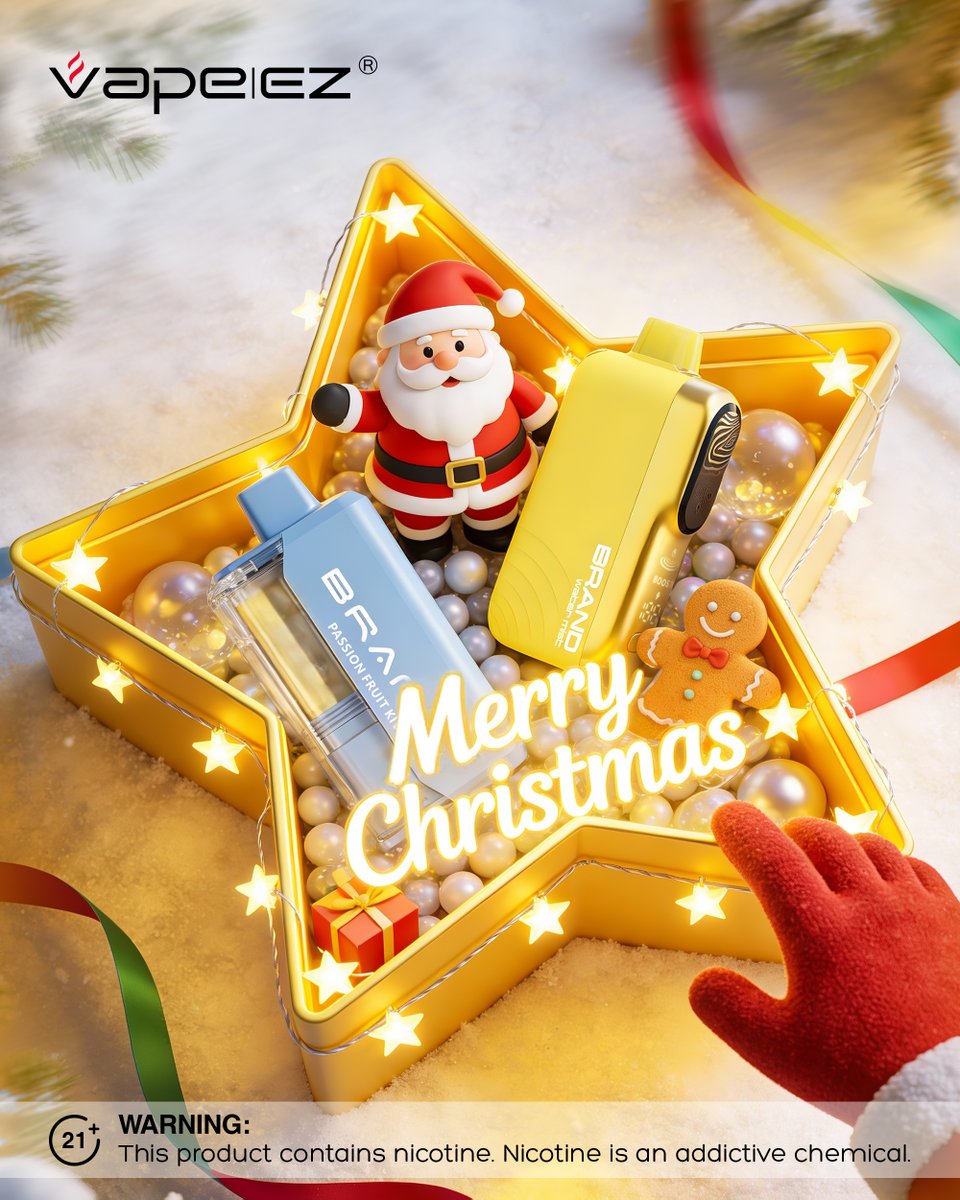 VapeEZ5's tweet photo. Jingle bells, cozy vibes, and warm wishes wrapped in gratitude🎄May your Christmas be bright, your cups be full, and your days be as wonderful as you are. Happy Holidays!#vapeez #christmas2025 #holidaycheer #merrychristmas #gratefulseason #celebratewithvapeez #seasonsgreetings https://t.co/qqsECGkqCP