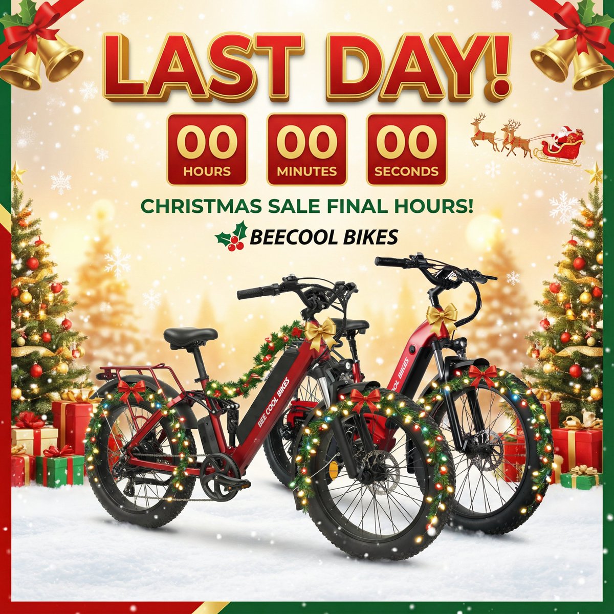 BeecoolBikes's tweet photo. 🥳Last Day to Save on BeeCool Bikes 🎄
👉Last day of BeeCool Christmas Sale—don’t miss out. Limited stock, huge savings, perfect winter riding gifts. Ride into the new year.
https://t.co/Z2aP0RKSe5
#BeeCoolBikes #ChristmasSale #LastDayDeal #EbikeSale #RideBeeCool #HolidayDeals https://t.co/4TFKZJKAxw