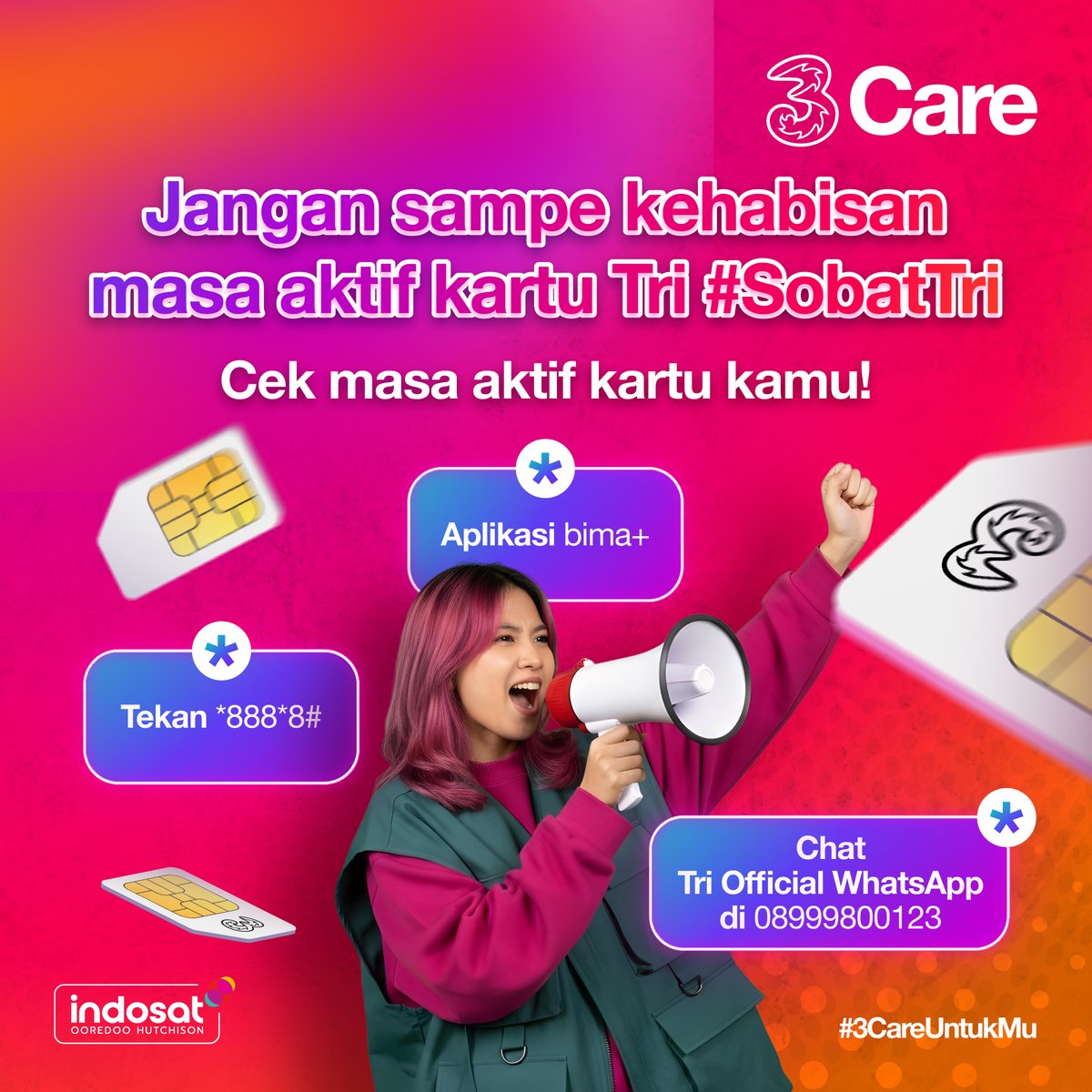 3CareIndonesia's tweet image. Ini waktunya kamu buat update masa aktif kartu kamu #SobatTri !​

Jangan sampai udah update status, eh lupa kalo masa aktifnya berakhir huhuhu...

#3CareUntukMu #3CareIndonesia