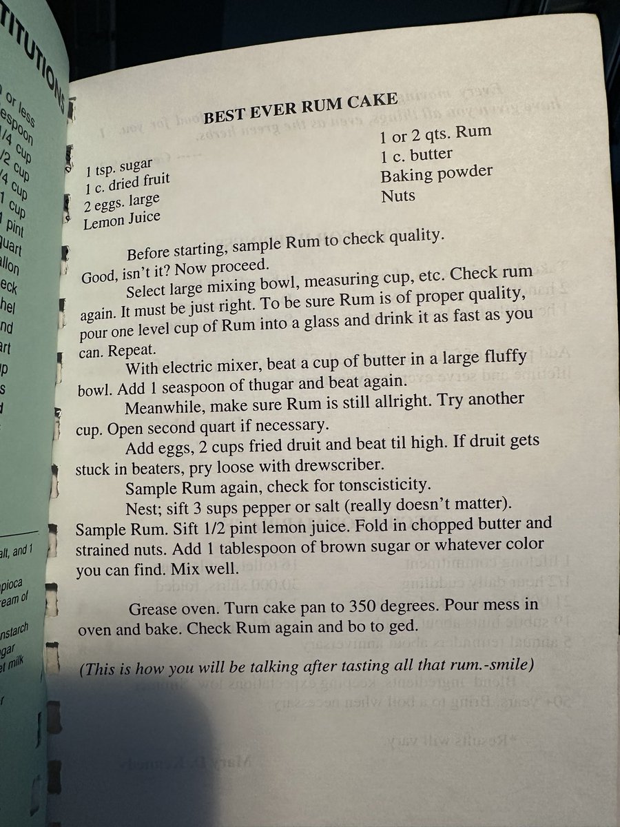 Brieyonce's tweet image. Please read this rum cake recipe I found in my great aunties recipe book 😭
