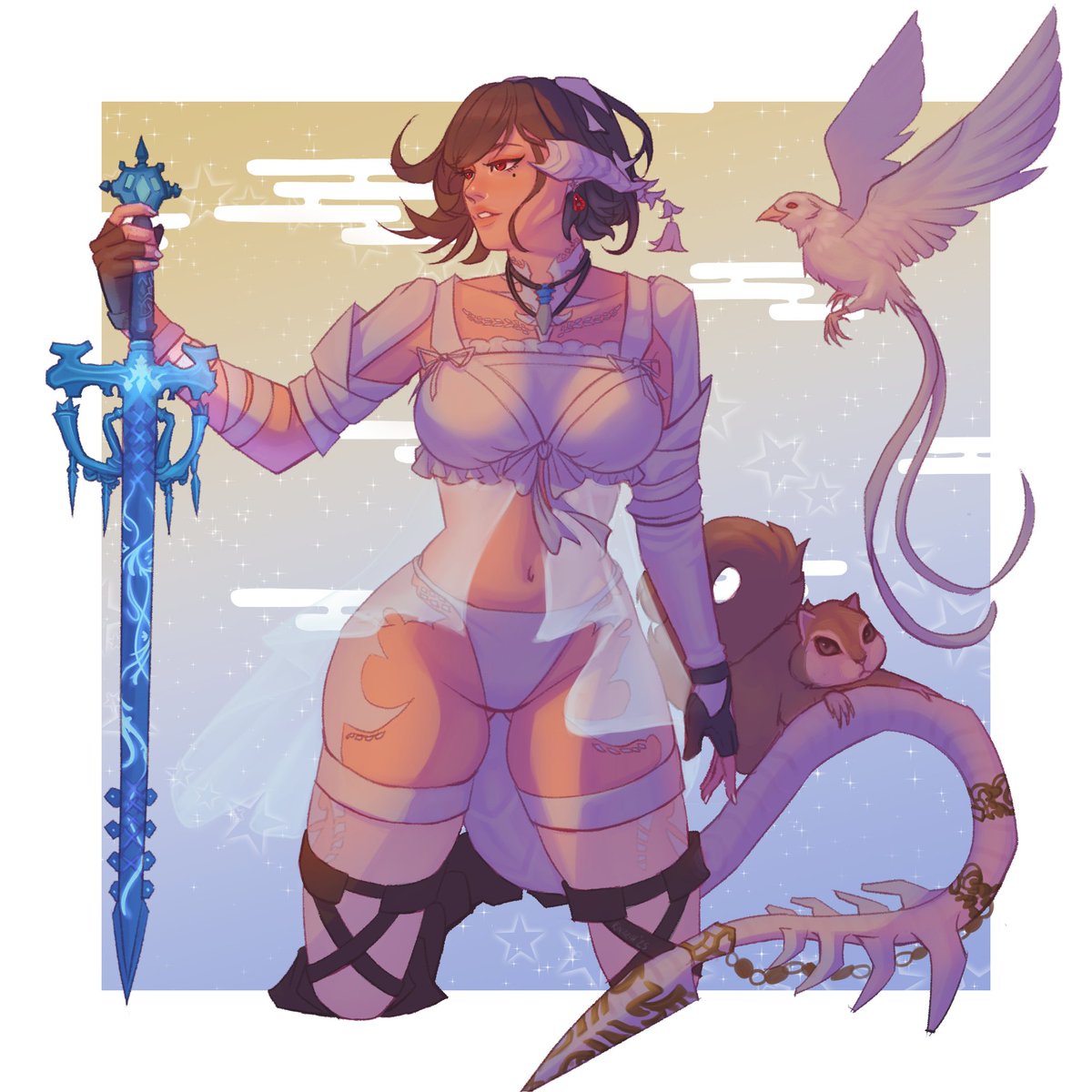gift for my cool and fun static friend <a href="/AhoyitsCharChar/">Charlotte 🔞</a> and his gorgeous au'ra. I hope I did her justice #xivart #FFXIV