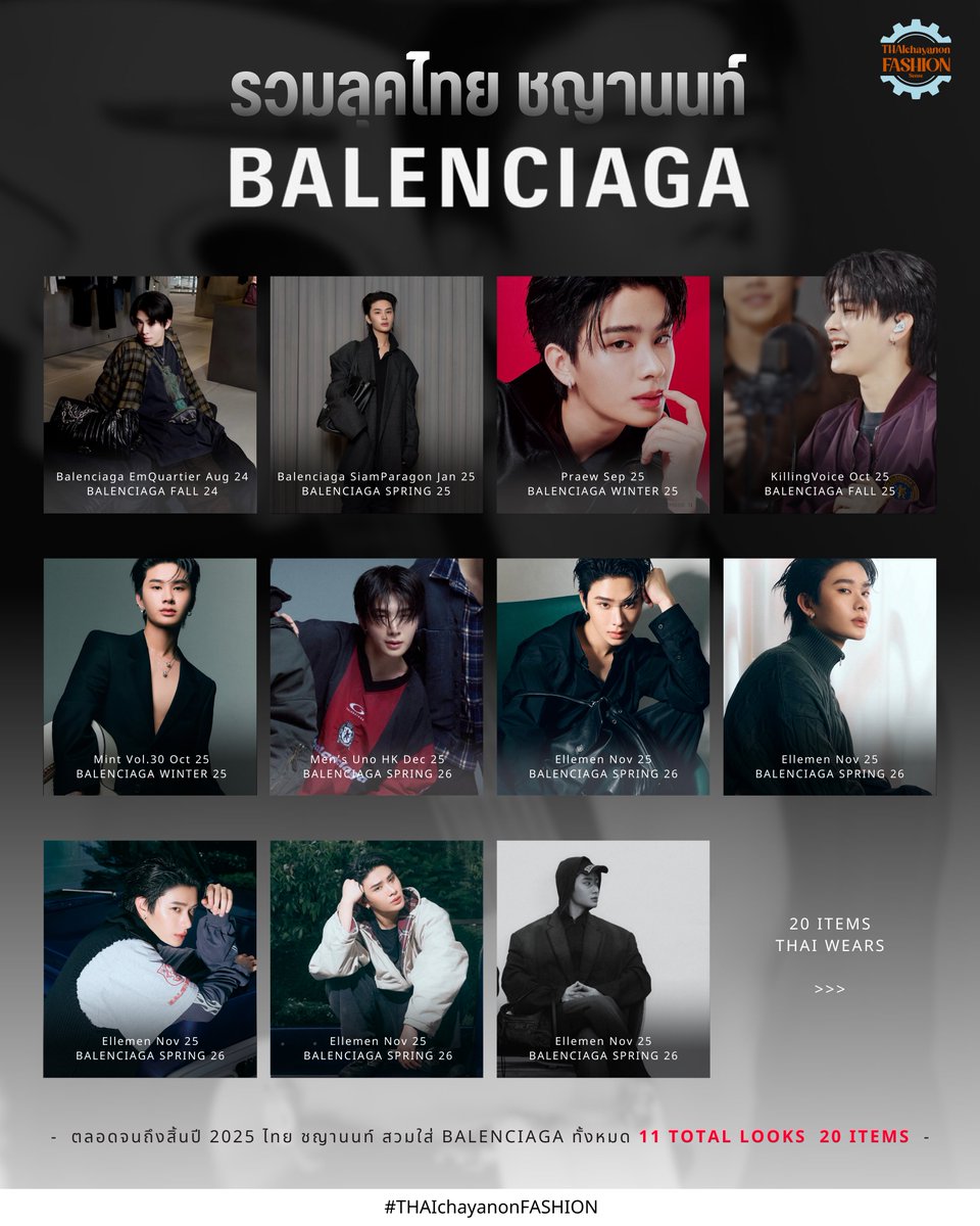 _THAIFASHION's tweet image. [ #THAIchayanonFASHION 👔 ]
⚙️⚡️ #THAIchayanon 

รวมลุค BALENCIAGA X THAI ที่ปรากฏให้เห็น ทั้งงานแคมเปญ อีเวนต์ต่าง ๆ ไปจนถึงสตรีทสไตล์ ตลอดช่วงเวลาจนถึงสิ้นปี 2025 

#Balenciaga
#BUSbecauseofyouishine