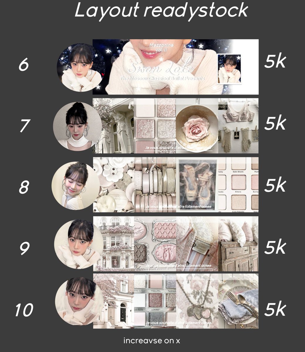 increavse's tweet image. help repost yaa, thankies!

Haloo, aku ada 10 layout readystock Karina Aespa update terbaru ini! harganya 5k/each sudah free retext.

#zonauang