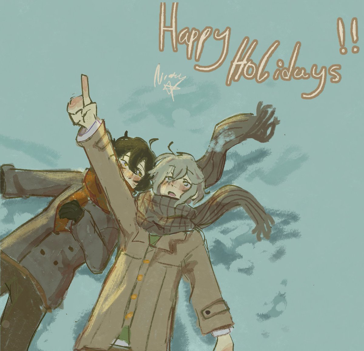 Posting here as well! My gift to <a href="/yuffiecare/">robin</a> !! Happy holidays , I hope you like it <:)

#hellocharlotte #HELCHARSS2025 #vincharles