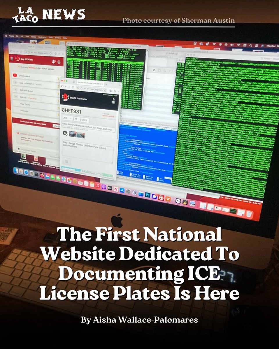 LATACO's tweet image. “Something like the plate tracker helps to encourage and promote legal transparency and legal accountability, especially when they're going around, switching plates, trying to hide, trying to be undetectable,” said Sherman Austin.

The full story: lataco.com/ice-license-pl…

By…