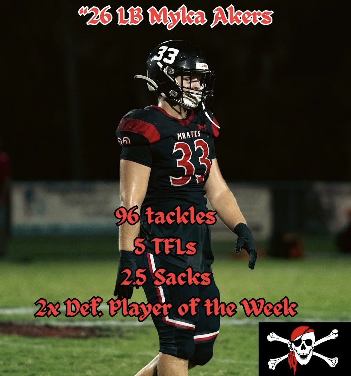 PortCharlotteFB's tweet image. @AkersMyka turned into a stud for us in the middle of the defense. Sure tackler who was also smart enough to get us into the right defense. Ended the season 2nd on the team in tackles. 
#75forever #eatoffthefloor