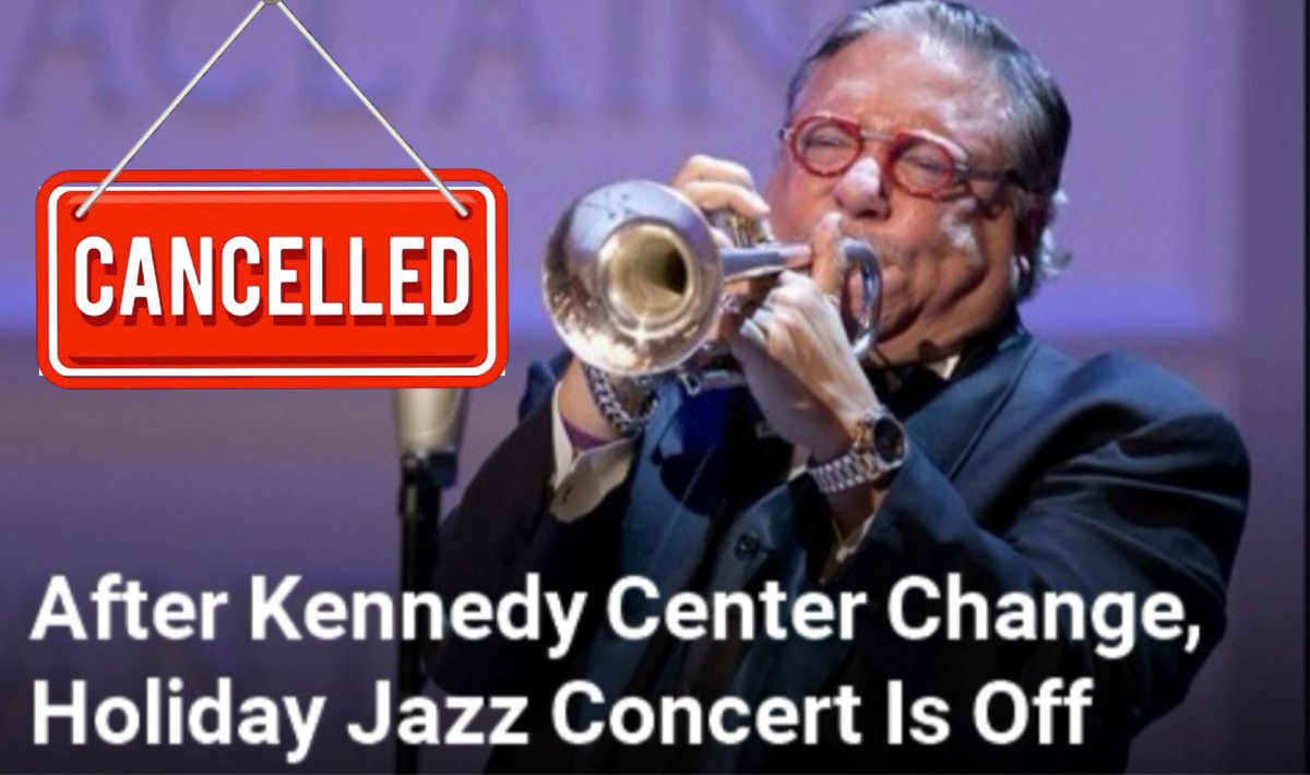 NotHoodlum's tweet image. The Christmas Eve jazz concert at the Kennedy Center has been canceled. The show’s host, musician Chuck Redd, said, “When I saw the name change on the Kennedy Center website and later on the building, I chose to cancel our concert.”