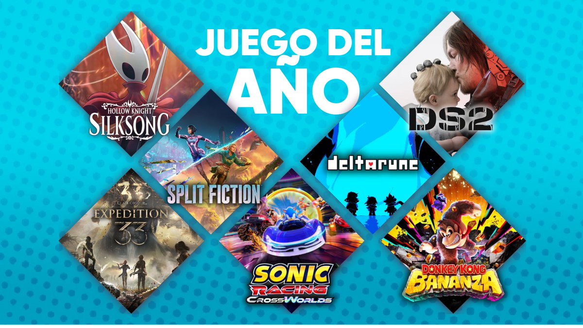 🚨ULTIMAS HORAS 🚨

¡Estos son los nominados a Juego del Año!

🕸️Hollow Knight: Silksong
🖥️Split Fiction
🎨Clair Obscur Expedition 33
🏎️Sonic Racing Crossworlds
⚔️DELTARUNE
🍌Donkey Kong Bananza
👶Death Stranding 2

¡Poll en el fijado o en los comentarios!