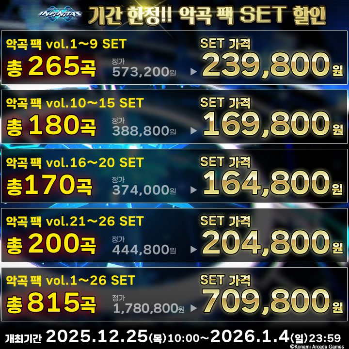 【캠페인 공지】
금일부터 beatmania IIDX INFINITAS에서 악곡 팩 SET 할인 캠페인이 개최됩니다!
자세한 내용은 아래 USTA beatmania IIDX INFINITAS 홈페이지를 참고해주세요. 
usta.kr/infinitas/inde…
#infinitas573