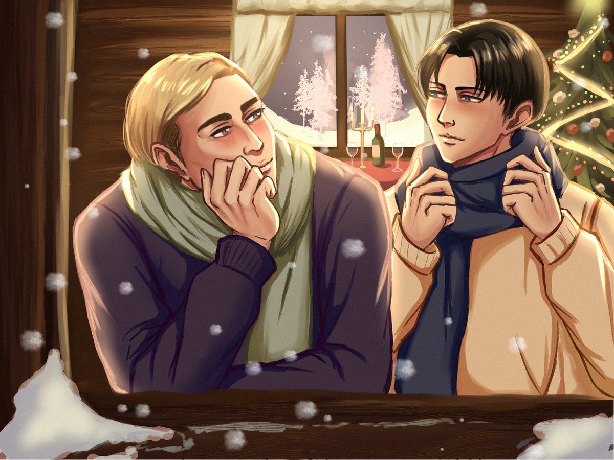 riri_12s's tweet image. I finally finished this drawing. To be honest, it didn't turn out exactly how I wanted it to, but I put a lot of love into it anyway 💝 happy birthday, levi and merry Christmas to all of you! 

#erwinsmith #leviackerman #eruri #aot #shingeki