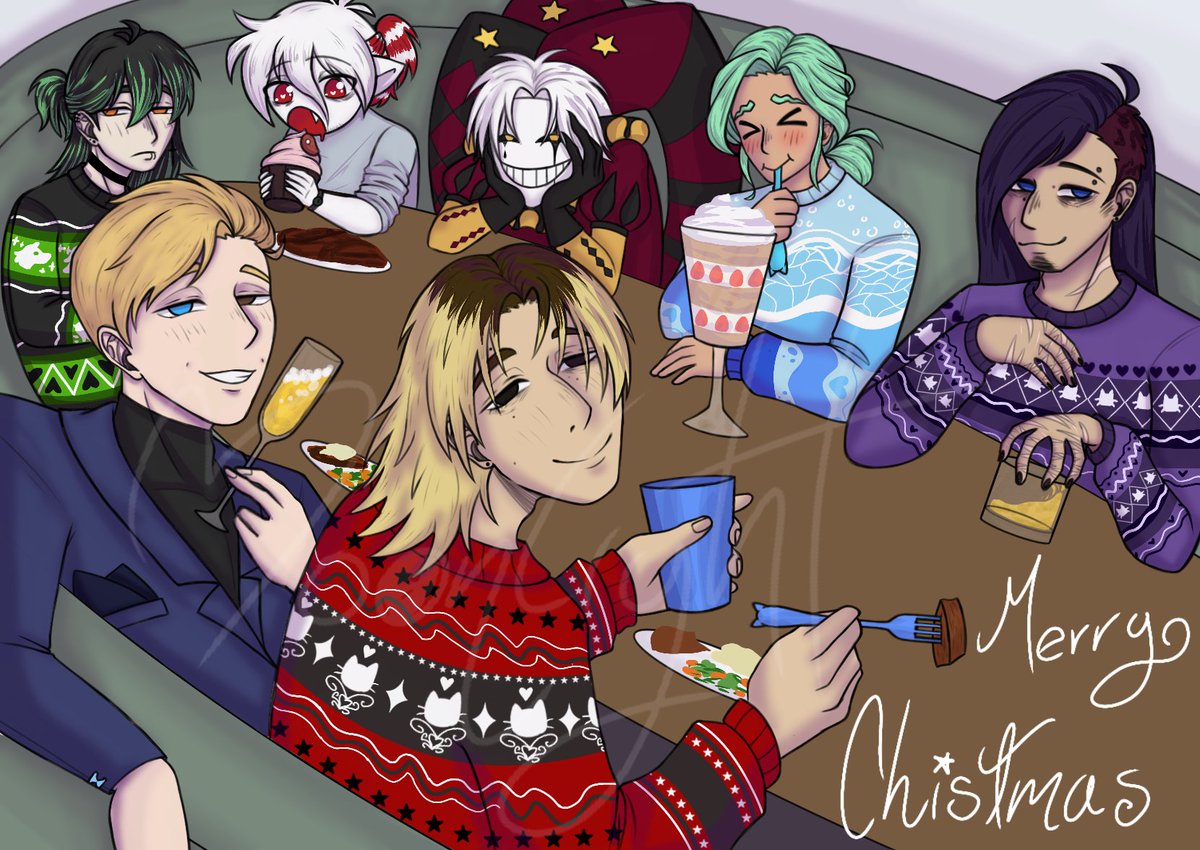 Curry_Cuy's tweet photo. Felices fiestas criaturitas 🫶💕
Posada de yanderes y unos colados jsjjsjs
#binarystarhero #redphone #OurLifeBeginningsAndAlways #olba #thefreakcircus #Pierrot #TKaTB_VN #CriminallyYours #BrokenColors @VN_OliverOT @CONCR3TPARASITE @Meant2Bee_VN https://t.co/1ZtSir1UJY