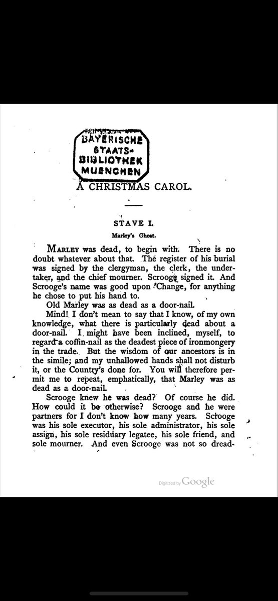 One of the greatest opening lines ever. Marley was dead, to begin with. Dead as a door nail. #MerryChristmas 🎄