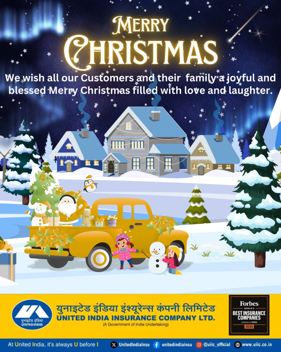 UnitedIndiaInsu's tweet photo. Merry Christmas to all from UIIC Family 
#teamunitedindia #unitedindiainsurancecompany #unitedindiatwitter #officialpageofunitedindia #merrychristmas #uiicofficial https://t.co/qXAPWtkts9