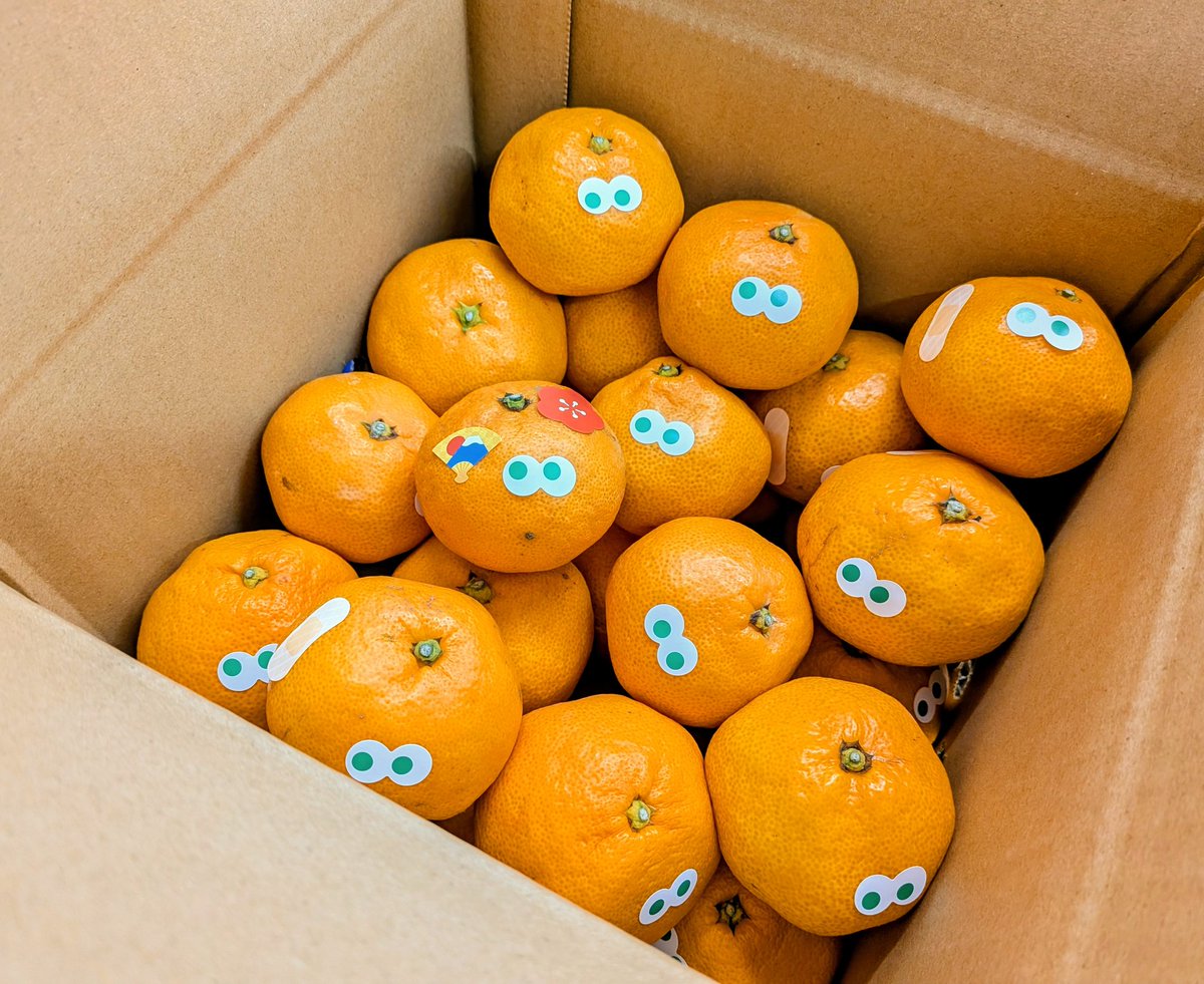 本日発送分よりお正月バージョンのミカンが登場🎍 お客さまのご多幸を