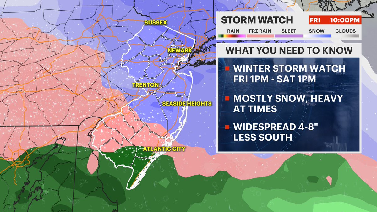 MichelePowersWx's tweet image. 🚨STORM WATCH: Friday's storm could bring significant snow to part of #NJ.  Stay with @News12NJ for more on hazardous conditions.
➡️ newjersey.news12.com/first-call-4-t…
#njweather #njsnow #friday