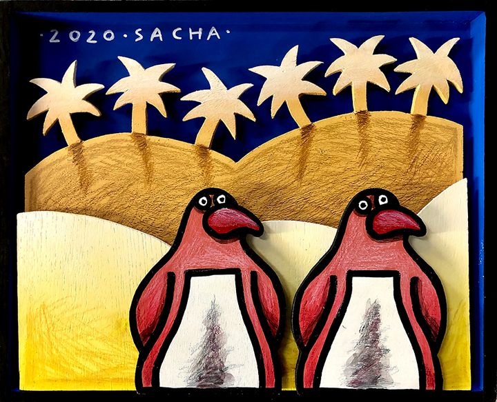Art of the Day! "Couple et palmiers". Buy at: ArtPal.com/sacha-schwarz?…