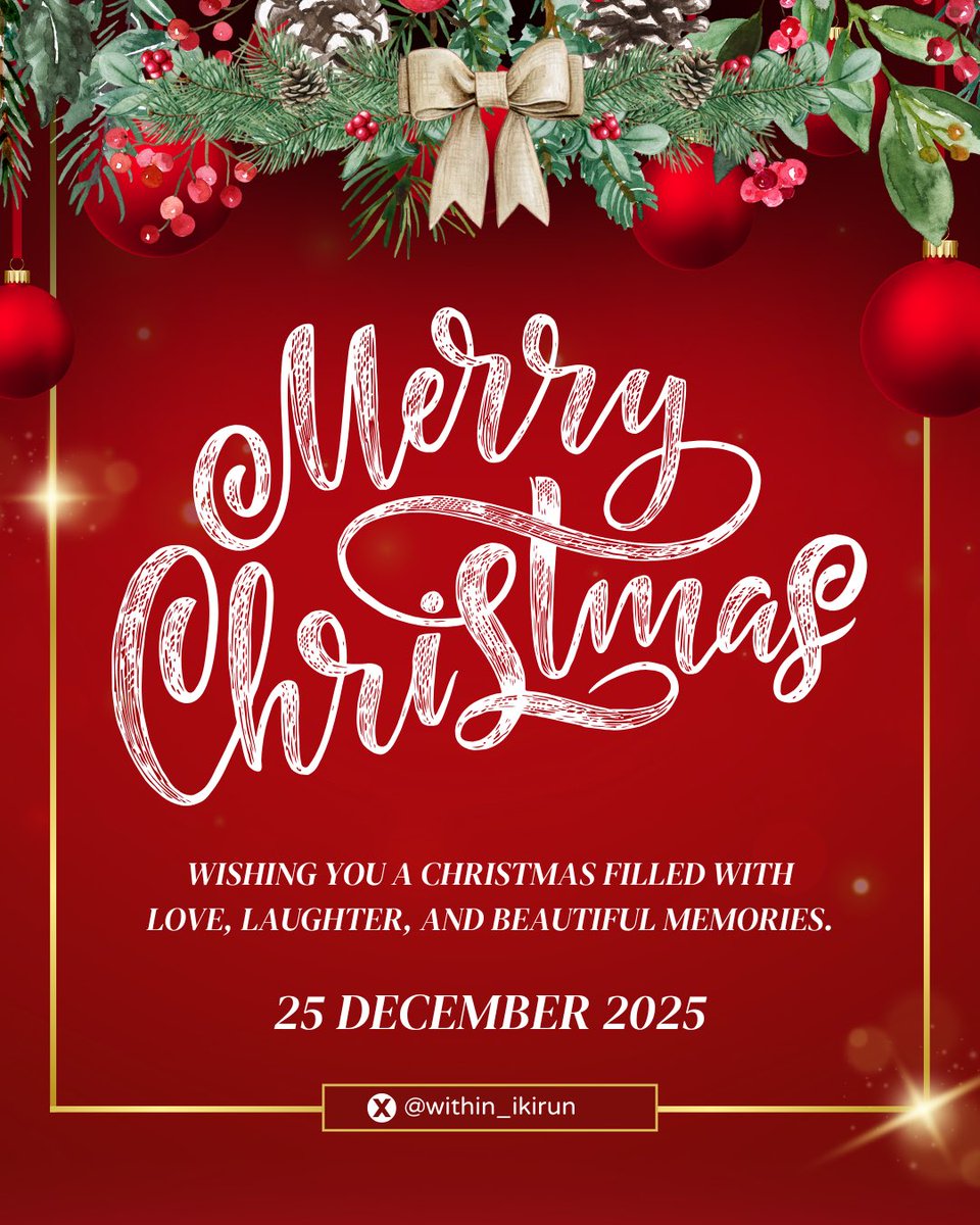 From all of us to the amazing people of Ikirun, Merry Christmas 🎄 And Happy New Year In Advance.

May the Joy of the season fill our hearts and strengthen our community Peace, Love And Progress.

Let’s Love Lead!❤️

#WithinIkirun #Ikirun #MerryXmas 🎄 ❤️