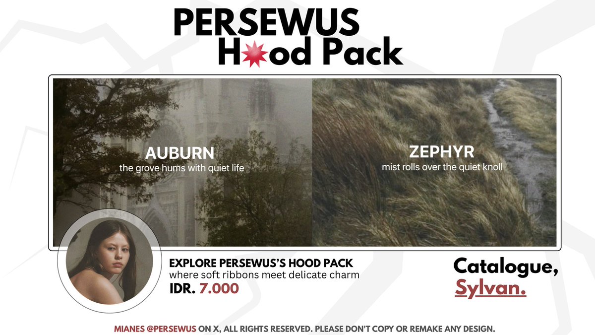 persewus's tweet image. new whispers arrive in the Persewus Hood Pack. fragments of "Regal Antiquity" : TENEBRIS, REGAL, CITADEL &amp;amp; SYLVAN. please show them lots of love &amp;amp; DM me if anything seems off ♡