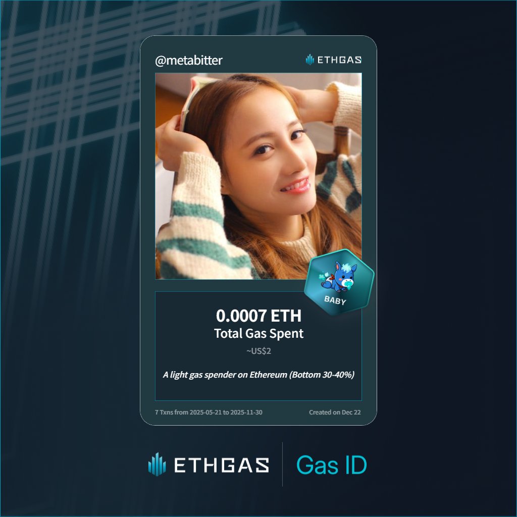 metabitter's tweet photo. Discovered my Gas ID via ETHGas - turning my gas spend into rewards 🫘

As a Baby Jack, I've spent 0.0007 ETH on gas but earned 1 Beans back.

Get your Gas ID and Beans here: https://t.co/3Emu0hw7Gl https://t.co/0afpwb6dv0