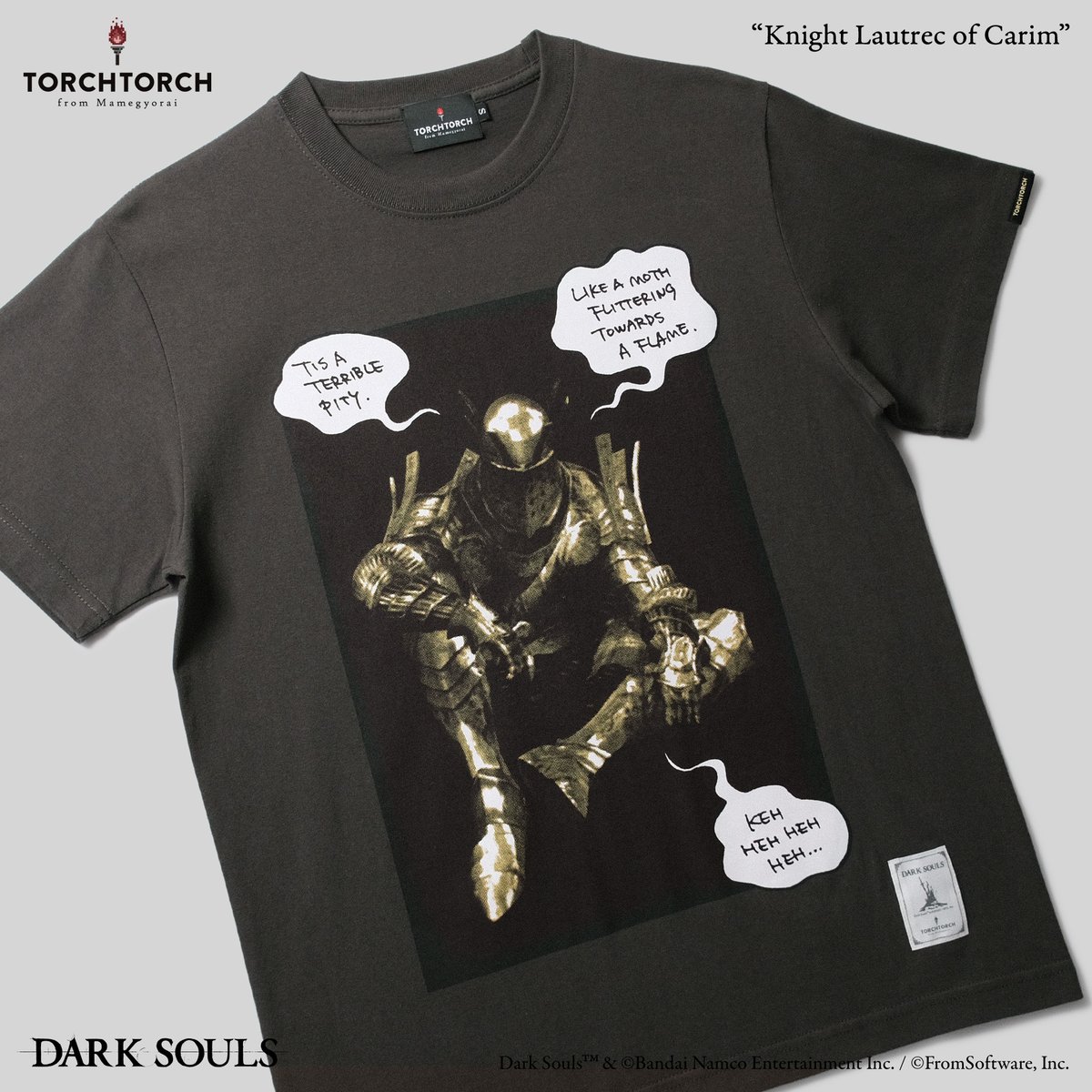 torchtorch_jp's tweet image. 【一般販売開始】
「DARK SOULS/ 女神の騎士ロートレクのTシャツ」が、各店舗とECサイトに入荷いたしました。独特な鎧を身に着けた、不敵に嗤う謎の騎士。長きにわたり廃番となっていたTORCH TORCHの初期作が、新たな仕様で7年ぶりの登場です。
torchtorch.jp/product/darkso…