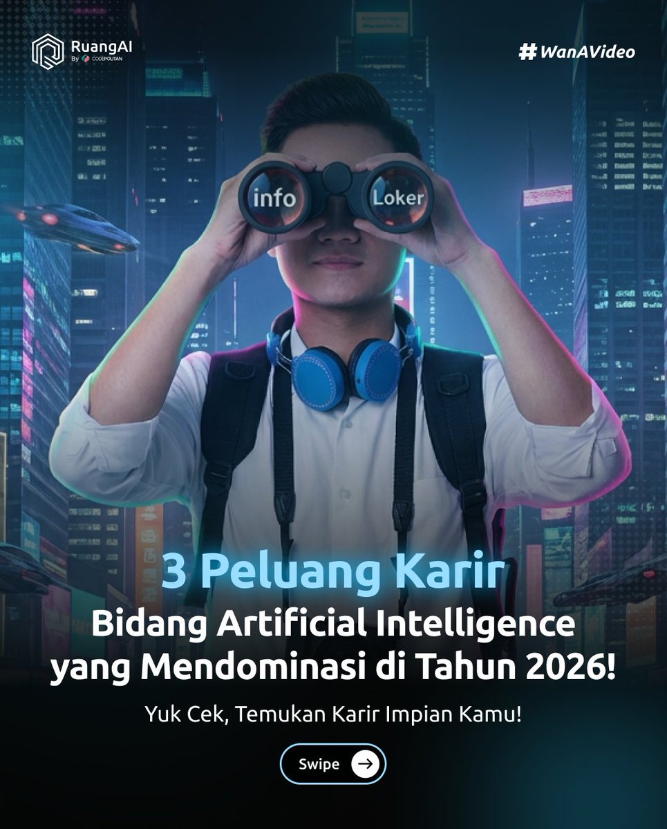 CodePolitan's tweet image. Karir yang akan tetap relevant di tahun 2026!!!

Cek 3 rekomendasinya diatas ya 👆😉✨

Yuk manfaatkan AI sebagai alat, apapun profesinya.. kamu tetap jadi pemeran utamanya~

Follow: @codepolitan dan @alibaba_cloud

#GenAIVideoFest #RuangAI