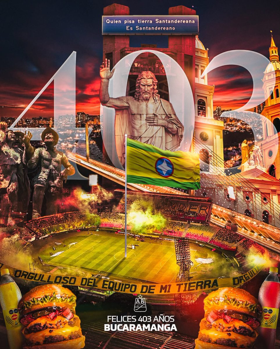 ¡Felices 403 Bucaramanga! 

Orgullosa de haber nacido en esta tierra que está llena de historia y de carácter…La Ciudad más Bonita, una gastronomía incomparable y la casa de nuestro <a href="/ABucaramanga/">Atlético Bucaramanga</a>. 💛💚🥳